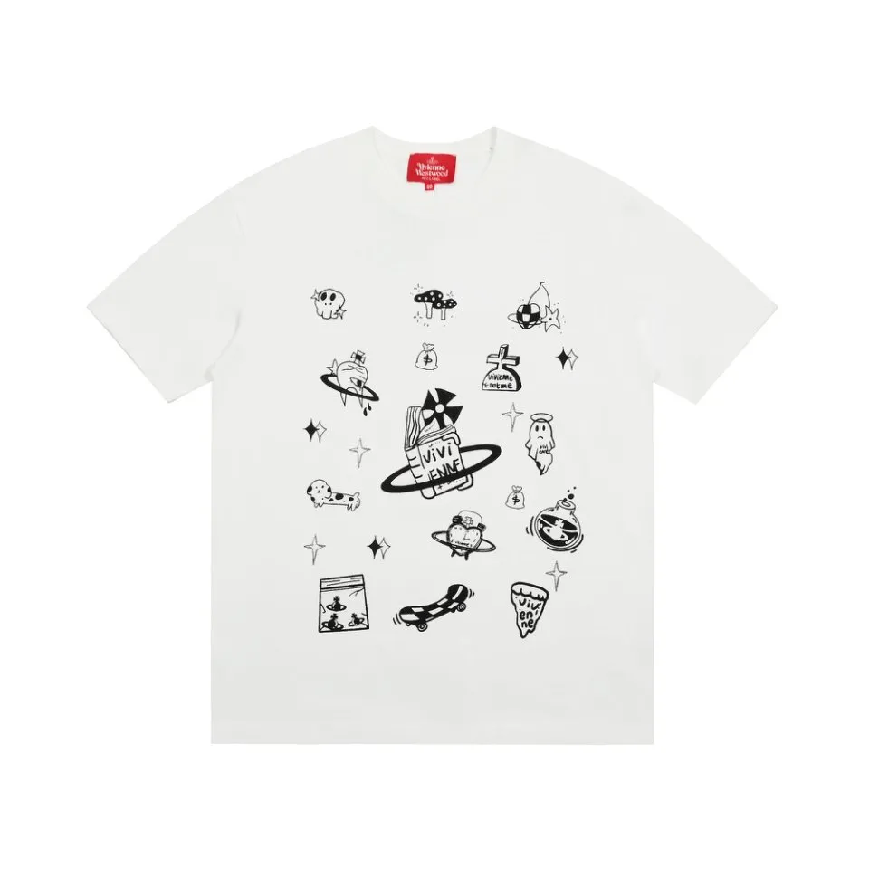 VIVI 160# vivienne west wood Vivienne Saturn personalized graffiti short-sleeves. Full series of correct accessories. Every detail is completely restored. Straightforward to full size. Size: XS-L